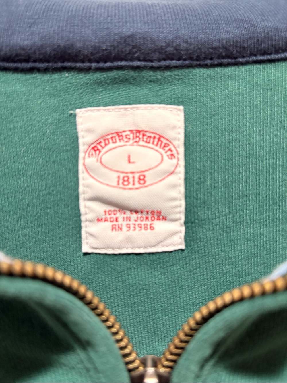 Brooks Brothers Teal Half-Zip Pullover with Navy Trim - Picture 8 of 9